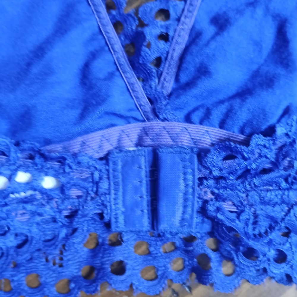 M Lace Bralette Set Halter criss cross back boho hippie festival indie sleaze - Picture 3 of 7
